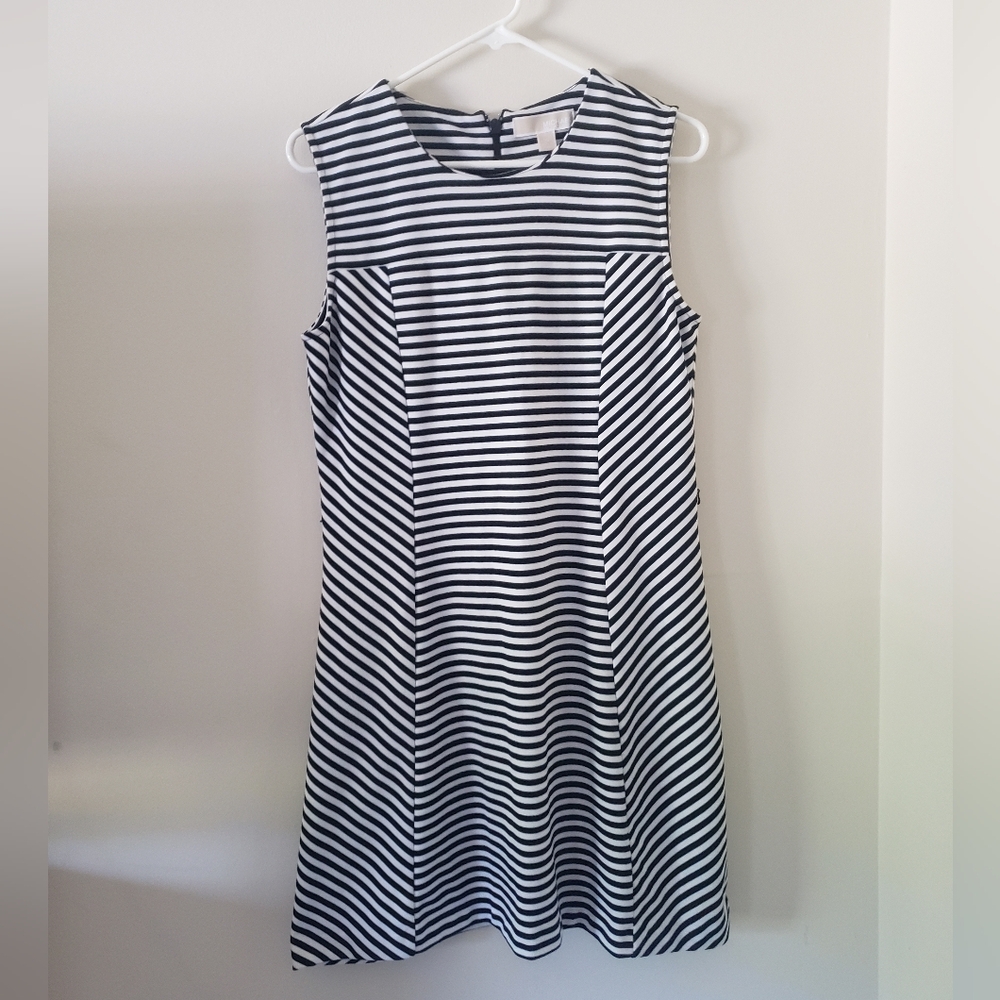 Michael Kors Black and White Striped Dress